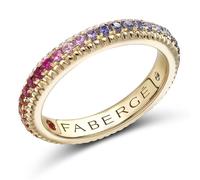 Faberge 18ct Yellow Gold Multi Stone Rainbow Fluted Band Ring - 51 FBR-492/51
