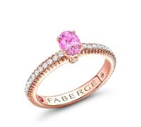 Faberge Colours of Love 18ct Rose Gold Pink Sapphire 0.21ct Diamond Fluted Ring - 55