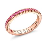 Faberge Colours of Love 18ct Rose Gold Pink Sapphire Fluted Band Ring - 56