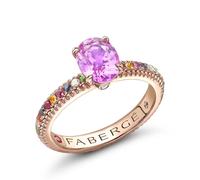 Faberge Colours of Love 18ct Rose Gold Pink Sapphire Multi Gemstone Fluted Ring - 55 FBR-659/55