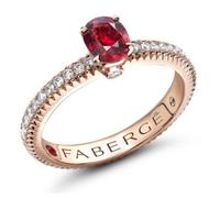Faberge Colours of Love 18ct Rose Gold Ruby Diamond Fluted Ring - 62 FBR-512/62