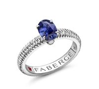 Faberge Colours of Love 18ct White Gold Sapphire Diamond Fluted Ring - 57 FBR-471/57