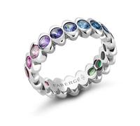 Faberge Colours of Love Cosmic Curve 18ct White Gold Rainbow Gemstone Eternity Ring - 65 FBR-610/65