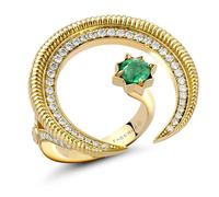 Faberge Colours of Love Hilal 18ct Gold Emerald Diamond Ring - 48 FBR-695/48
