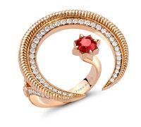Faberge Colours of Love Hilal 18ct Rose Gold Ruby Diamond Ring - 58 FBR-700/58