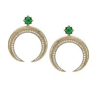 Faberge Colours of Love Hilal 18ct Yellow Gold Emerald Diamond Earrings - Yellow Gold FBR-697
