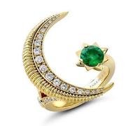 Faberge Colours of Love Hilal 18ct Yellow Gold Emerald Diamond Ring - 48 FBR-437/48