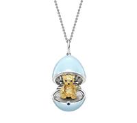 Faberge Essence 18ct White and Yellow Gold Sapphire Blue Lacquer Teddy Surprise Locket FBR-617