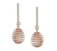 Faberge Essence Spiral 18ct Rose Gold Diamond Drop Earrings FBR-323