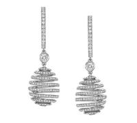 Faberge Essence Spiral 18ct White Gold Diamond Drop Earrings FBR-324