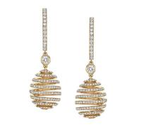 Faberge Essence Spiral 18ct Yellow Gold Diamond Drop Earrings FBR-516