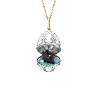 Faberge Heritage Yellow and White Gold Diamond & White Guilloché Enamel Black Swan Surprise Locket