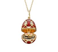 Faberge Heritage Yellow Gold Diamond Red Guilloche Enamel Wild Rose Surprise Locket FBR-851