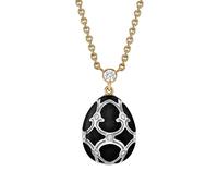 Faberge Heritage Yellow & White Gold Diamond & Black Guilloche Enamel Petite Egg Pendant FBR-784