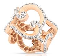 Faberge Rococo 18ct Rose Gold Pave Diamond Wide Ring D - N FBR-065/M