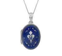 Faberge Victor Mayer 18ct White Gold Blue Enamel Crest Locket 00055346
