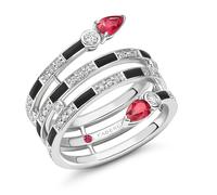 Faberge x Beetlejuice Beetlejuice 18ct White Gold Ruby Black Enamel Spiral Wrap Ring - 55 FBR-802/55
