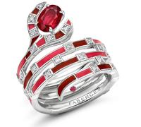 Faberge x Beetlejuice Beetlejuice 18ct White Gold Ruby Red Enamel Sandworm Spiral Wrap Ring - 55 FBR-806/55
