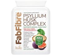 FabFibre - Psyllium Husk Complex - Dietary Fibre Supplement - 11 High Fiber Insoluble and Soluble Foods - Rhubarb, Broccoli, Flaxseed, Apple Pectin - Normal Bowel Function Support - 100 Vegan Capsules