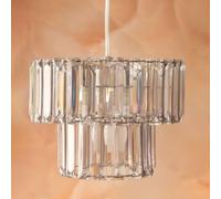 FabFinds 2 Tier Crystal Pendant Shade Chandelier, Smokey Grey, H 20cm x W 26cm
