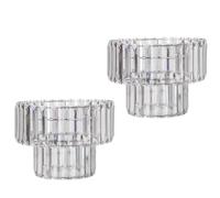 FABFINDS 2 Tier Smokey Grey Crystal Pendant Shade Acrylic Easy Fit Chandelier Style for Bedrooms, Hallways & Dining Room (H 20cm x W 26cm) Assorted Packs (Smokey Grey, Pack of 2)