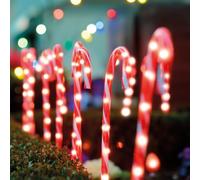FabFinds 8 Sequence Candy Cane Christmas Lights Candy Cane Outdoor Stake Light LED Battery Powered 5Pack
