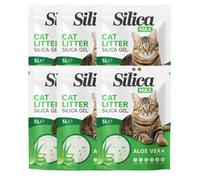 FabFinds Aloe Vera Cat Litter Antibacterial Non CLumping Cat Litter Crystals Gel Long Lasting Odour Control Dust Free Cat Litters 5L (6 Pack Aloe Vera)