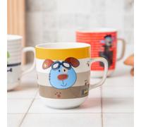 FABFINDS Cartoon Dog Ceramic Mug 370ml Cute Kids Coffee & Cocoa Cup with Colourful Puppy Print, Durable Glazed Animal Mug for Hot Drinks, Child-Friendly Gift Assorted Designs (Blue Goggles Dog)