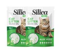 FabFinds Aloe Vera Cat Litter Antibacterial Non CLumping Cat Litter Crystals Gel Long Lasting Odour Control Dust Free Cat Litters 5L (2 Pack Aloe Vera)