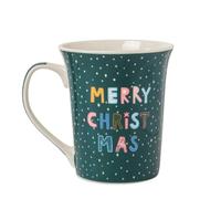 FabFinds Christmas Ceramic Mug 370ml Cute Holiday Coffee & Tea Cup Glossy Glazed Festive Drinkware for Cocoa, Hot Drinks, or Gifting Assorted Designs (Merry Christmas Green)