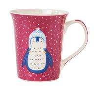 FabFinds Christmas Ceramic Mug 370ml Cute Holiday Coffee & Tea Cup Glossy Glazed Festive Drinkware for Cocoa, Hot Drinks, or Gifting Assorted Designs (Penguin in Hat)