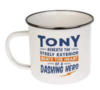 FabFinds Coffee Mug Personalised Enamel Tea Cup (Tony)
