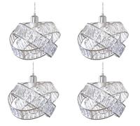 FabFinds Crystal Lampshade 3 Tier Interlocking Metal LampShade Easy Fit Lampshade with Reducer for Bedroom Office (W31cmXH23cm) Pack of 4