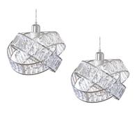 FabFinds Crystal Lampshade 3 Tier Interlocking Metal LampShade Easy Fit Lampshade with Reducer for Bedroom Office (W31cmXH23cm) Pack of 2