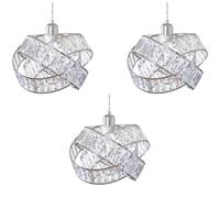 FabFinds Crystal Lampshade 3 Tier Interlocking Metal LampShade Easy Fit Lampshade with Reducer for Bedroom Office (W31cmXH23cm) Pack of 3