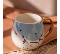 FabFinds Elegant Polka Dot Coffee Mug 400ml New Bone China Cup with Gold Handle, Multicolour Dots, Stylish & Durable for Tea or Coffee, Home or Office Use (Blue)