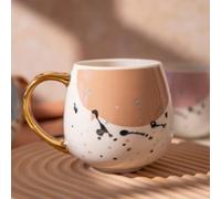 FABFINDS Elegant Polka Dot Coffee Mug 400ml New Bone China Cup with Gold Handle, Multicolour Dots, Stylish & Durable for Tea or Coffee, Home or Office Use (Brown)