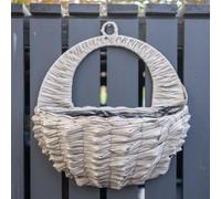 FabFinds Grey Woven Hanging Basket With Handle Decorative Lined Planter Basket for Flowers Plants Storage Home Garden Display (2)