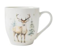 FabFinds Hugga Mug with Initials Classic Black and White Ceramic Large Gift Coffee Cups 500ml (H11cm X W11cm) (Approx.) (Winter Reindeer)