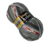 FabFinds Luxury Magic Aran Knitting Wool Yarn Chunky Soft Strong Machine Wash Tumble Dry Red Grey 250g (Grey Multi, 2)
