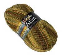FabFinds Luxury Magic Aran Knitting Wool Yarn Chunky Soft Strong Machine Wash Tumble Dry Red Grey 250g (Green Multi, 2)