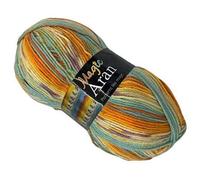 FabFinds Luxury Magic Aran Knitting Wool Yarn Chunky Soft Strong Machine Wash Tumble Dry Red Grey 250g (Orange Multi, 2)