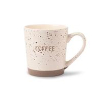 FabFinds Natural Speckled Ceramic Coffee Mug 400ml Smooth Shine Glaze Mug with Beige Base White Ceramic Tea & Coffee Cup Rustic Speckled Finish Ideal for Hot Drinks
