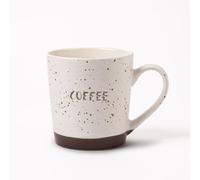 FabFinds Natural Speckled Ceramic Coffee Mug 400ml Smooth Shine Glaze Mug with Brown Base White Stoneware Tea & Coffee Cup Durable Rustic Design for Home Office or Gifting