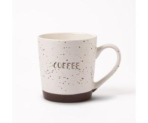 FabFinds Natural Speckled Ceramic Coffee Mug 400ml Smooth Shine Glaze Mug with Brown Base White Stoneware Tea & Coffee Cup Durable Rustic Design for Home Office or Gifting