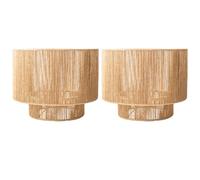 FabFinds Natural Woven Paper Rope Ceiling Lamp Shade with Contrast Black Trim Textured String Shade for Bedroom Living Room & Hallway Scandi Coastal Boho Decor 30cm Pack of 2