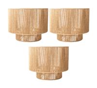 FabFinds Natural Woven Paper Rope Ceiling Lamp Shade with Contrast Black Trim Textured String Shade for Bedroom Living Room & Hallway Scandi Coastal Boho Decor 30cm Pack of 3