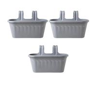 FabFinds Over Fence Plastic Basket 38cm Black No-Drill Hanging Planter for Garden Fence Balcony Railing & Patio Weather-Resistant Outdoor Plant Pot Holder (3, Grey)