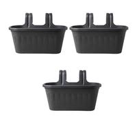 FabFinds Over Fence Plastic Basket 38cm Black No-Drill Hanging Planter for Garden Fence Balcony Railing & Patio Weather-Resistant Outdoor Plant Pot Holder (3, Black)