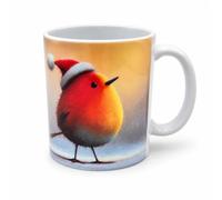 FabFinds Robin in Santa Hat Christmas Mug 312ml Ceramic Festive Coffee Cup | Christmas Robin Mug, Secret Santa Gifts, Christmas Eve Box Filler, Bird Lover Gifts, Stocking Fillers for Women